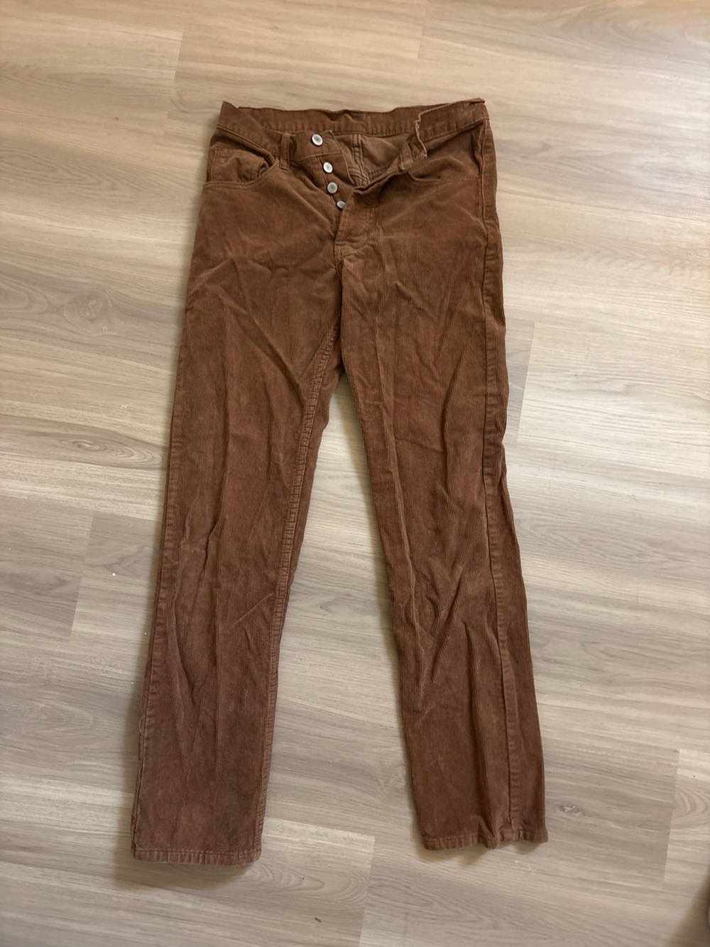Brandy Melville Brown Corduroy Straight-Leg Jeans